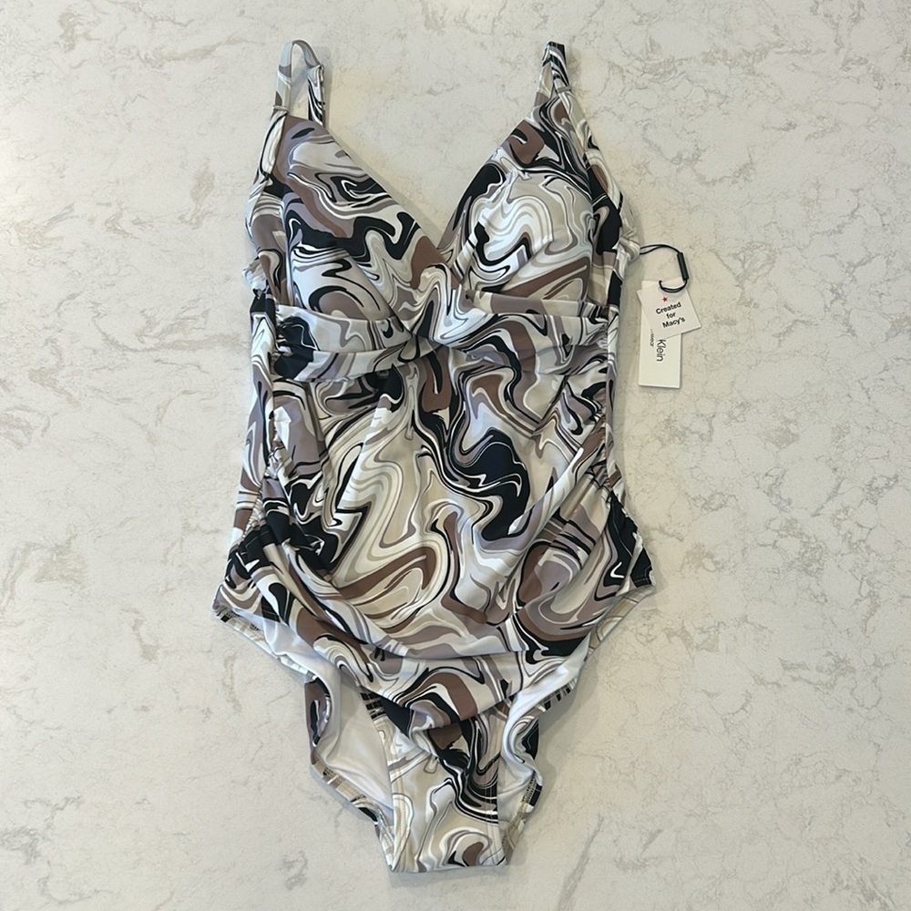 Calvin Klein Women's Twist Tummy Control One-Piece‎ Swimsuit 18 Plus NWT - Picture 4 of 14